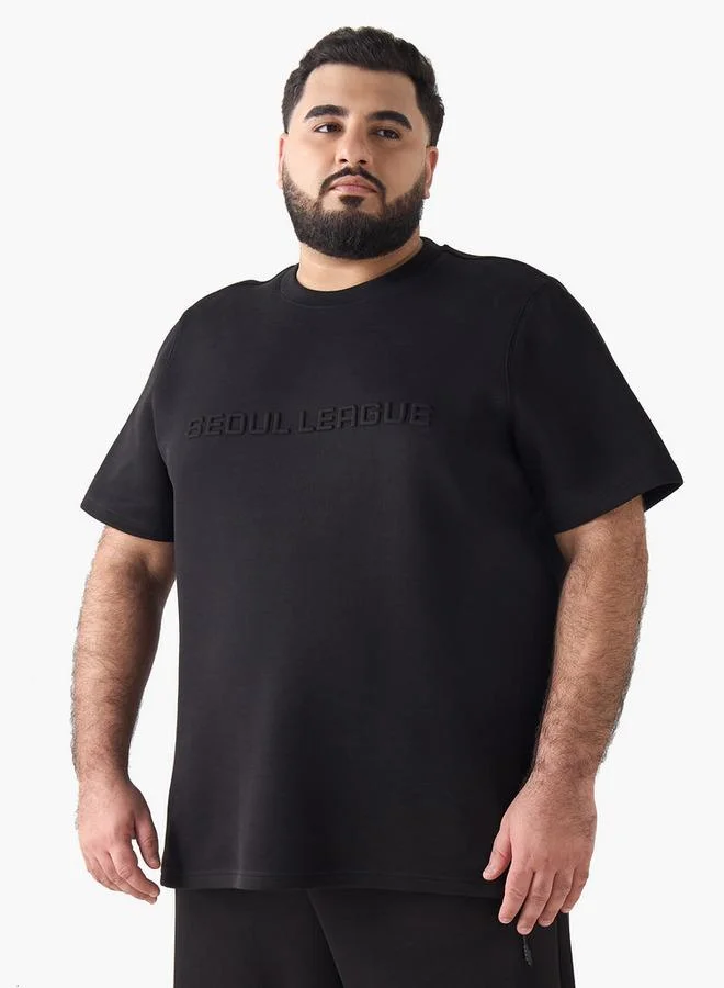 Maxim Men Regular Fit Crew Neck Short Sleeve Embossed T shirt