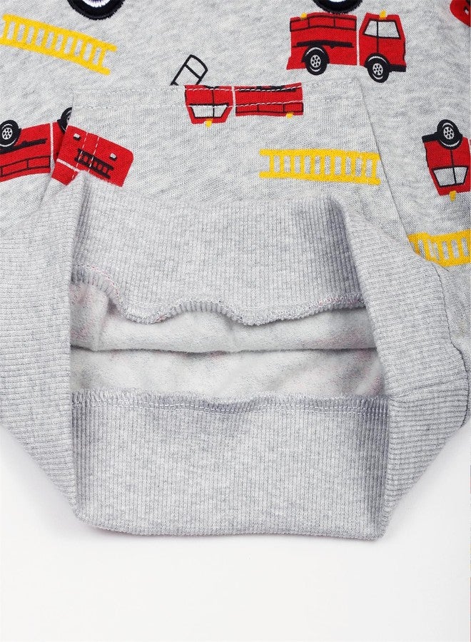 NUBEEHOHO Toddler Boy Sweatshirt Kid Fire Truck Gray Hoodie Long Sleeve Shirt Winter Clothes Cotton Outerwear 3T/8223 - Image 5