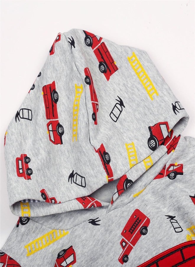 NUBEEHOHO Toddler Boy Sweatshirt Kid Fire Truck Gray Hoodie Long Sleeve Shirt Winter Clothes Cotton Outerwear 3T/8223 - Image 3