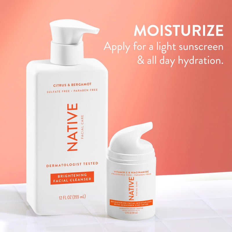 Native Brightening Daily Facial Moisturizer Gentle Face Lotion Hydrating Cream for Women and Men with Vitamin C B3 & SPF 30 Lightweight Non Greasy Formula - 1.7 fl oz - Image 3