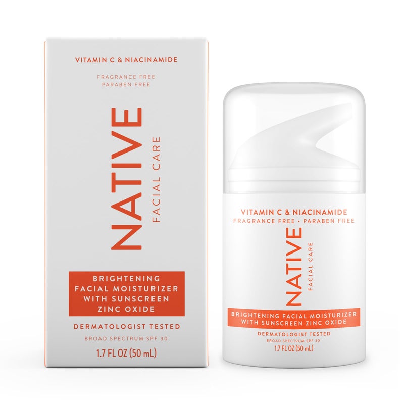 Native Brightening Daily Facial Moisturizer Gentle Face Lotion Hydrating Cream for Women and Men with Vitamin C B3 & SPF 30 Lightweight Non Greasy Formula - 1.7 fl oz - Image 1