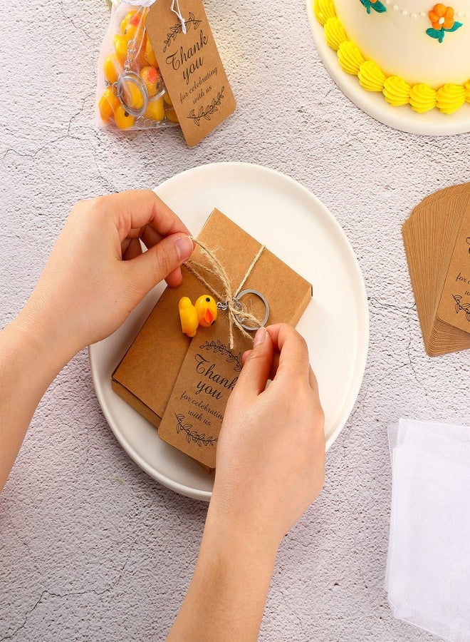 Kenning 200 Pieces Duck Keychain Bulk Vivid Yellow Mini Rubber Duck Key Chain Thank You Tags White Gift Bags with Rope Pendant Accessories for Birthday Party Baby Shower Favors - Image 3