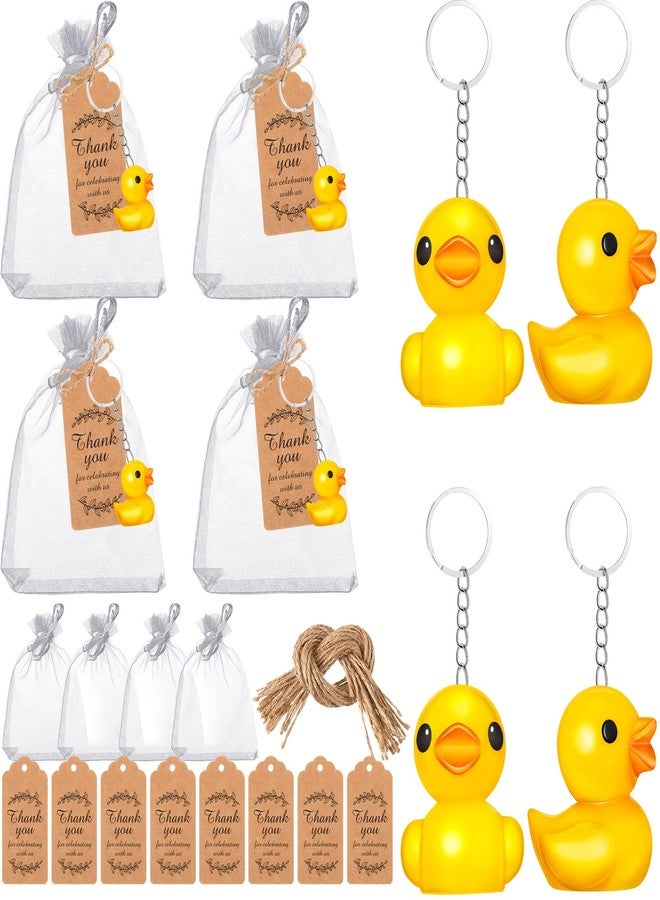 Kenning 200 Pieces Duck Keychain Bulk Vivid Yellow Mini Rubber Duck Key Chain Thank You Tags White Gift Bags with Rope Pendant Accessories for Birthday Party Baby Shower Favors - Image 2
