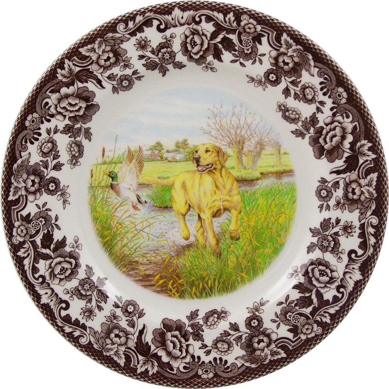 Spode Hunting Dogs Yellow Labrador Retriever 8" Salad Plate - Dog-Themed Rustic Holiday Tableware, Fine Earthenware for Salad or Dessert - Microwave, Dishwasher, Oven Safe, Made in England - Image 3