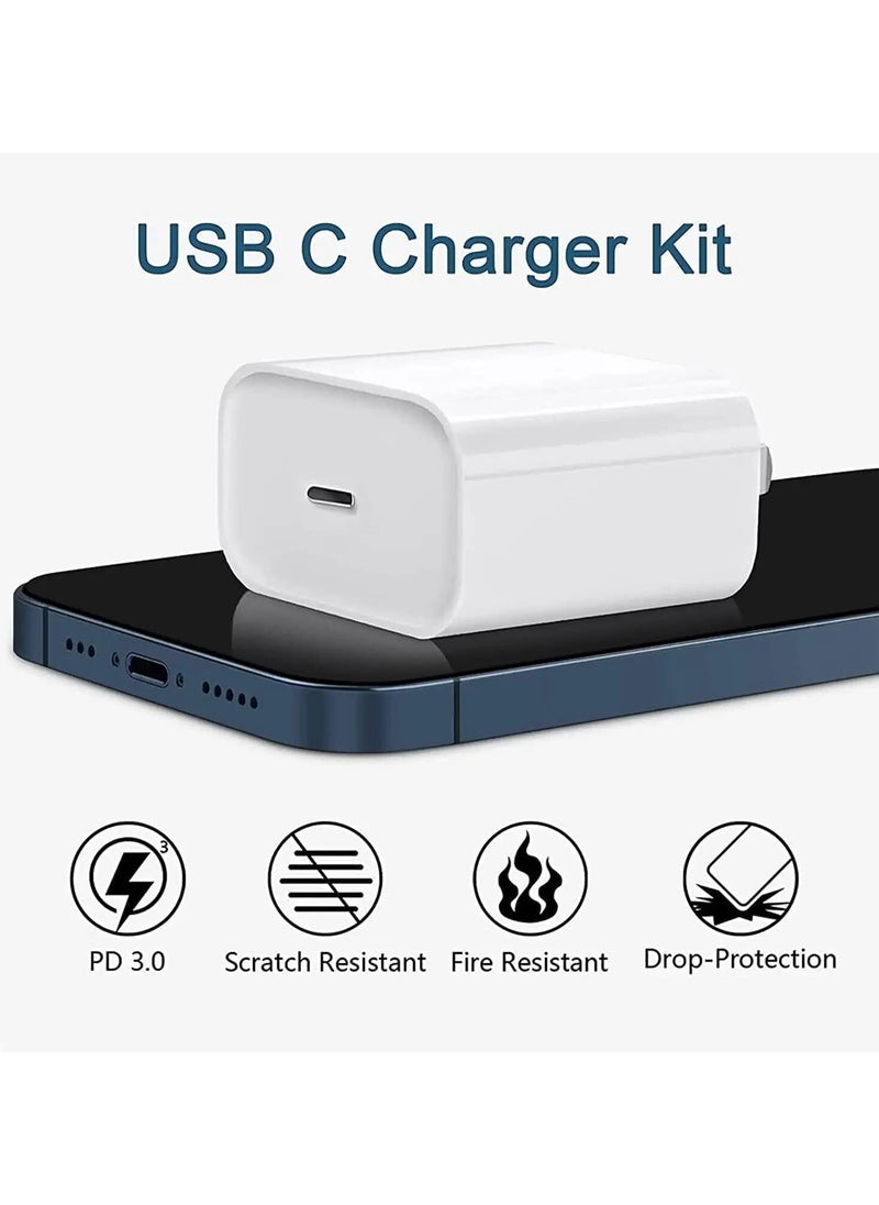 ELTRAZONE 20W PD Charger for iPhone 14 | iPhone 14 Pro Type C Power Charger Adapter with USB C to Light-ning Cable Compatible for iPhone Charger 13, 12, 11, X and Later Series (Charger) - White  - Image 3
