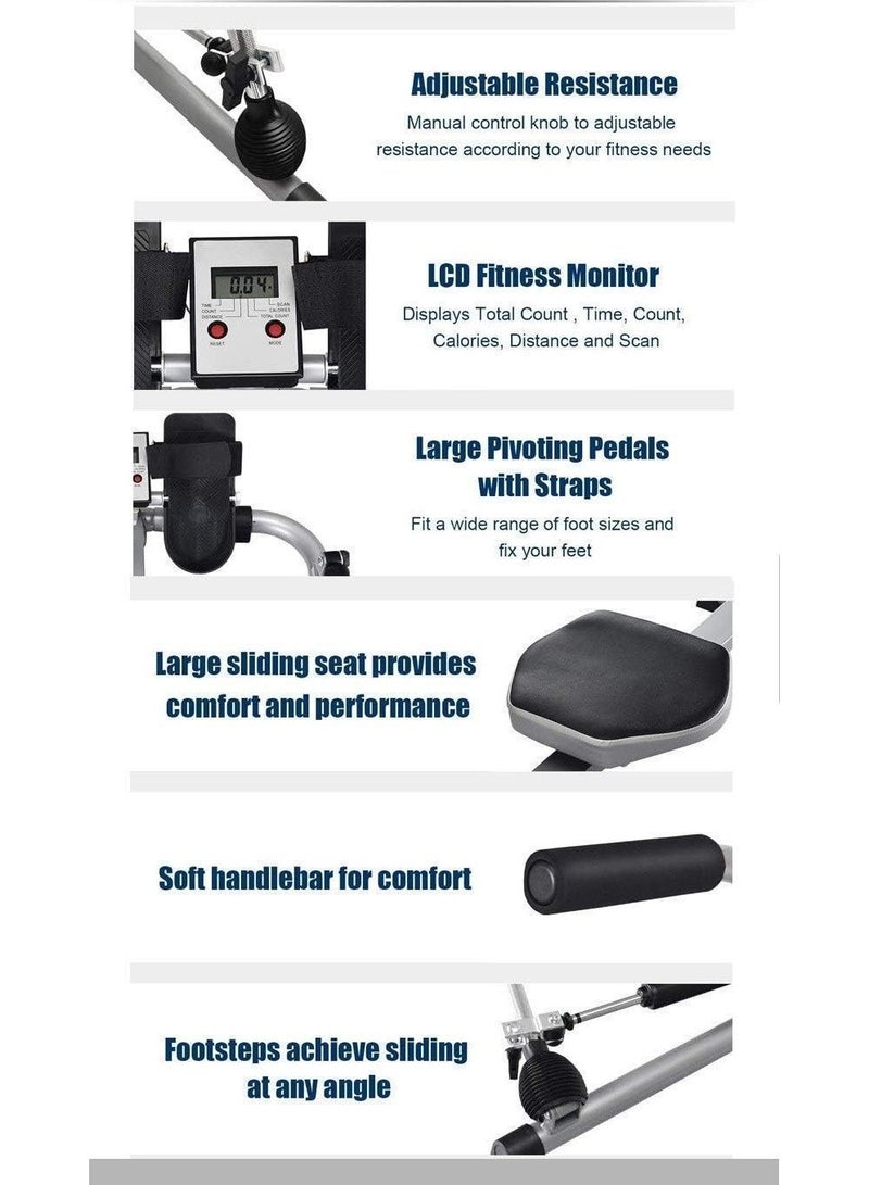 Foldable Rowing Machines Rowing Machine for House Use Foldable Indoor Hydraulic Rowing Machine Exercise Multifunctional Rowing Fitness Equipment for Men