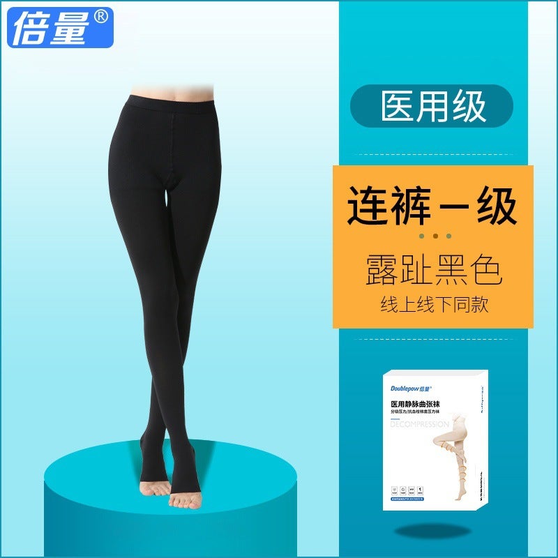 Double Content Vein Anti-Varicose Socks Elastic Compression Socks Mid-Tube Sports Leg Guards High-Tube Open Toe Beautiful Leg Pressure Socks - Image 1