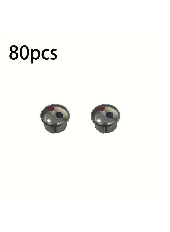 80pcs Metal Faucet Handle Caps Red Blue Hot Cold Water Indicators Bathroom Kitchen Decorative Accessories - Image 1