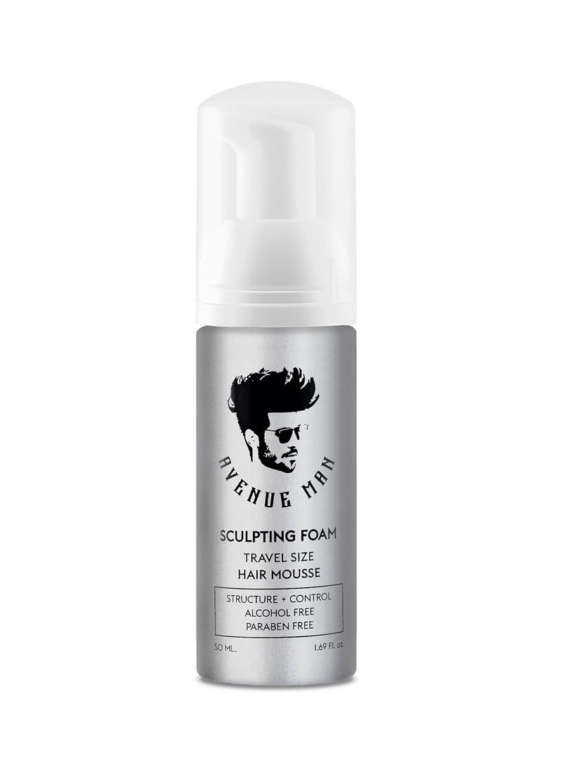 Avenue Man - Avenue Man Sculpting Foam for Men - Travel Size (1.69 oz) - Firm Hold Volumizing Hair Mousse with Herbal Extracts Styling Products - Alcohol Free - Image 1
