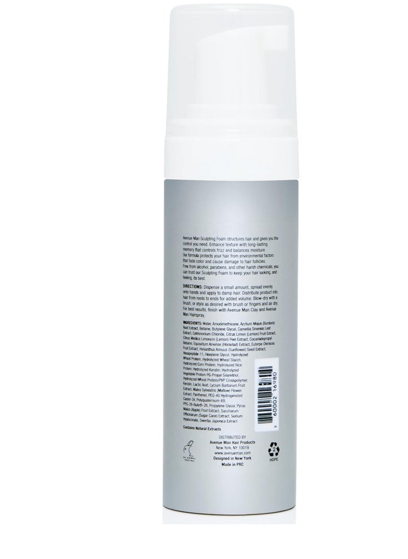 Avenue Man - Avenue Man Sculpting Foam for Men - Travel Size (1.69 oz) - Firm Hold Volumizing Hair Mousse with Herbal Extracts Styling Products - Alcohol Free - Image 1