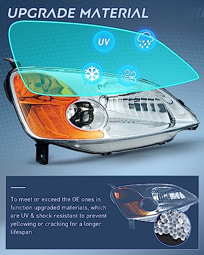 Nilight Headlight Assembly Compatible with 2001 2002 2003 Honda Civic Headlamps Replacement Chrome Housing Amber Reflector Upgraded Clear Lens Driver and Passenger Side - Image 5