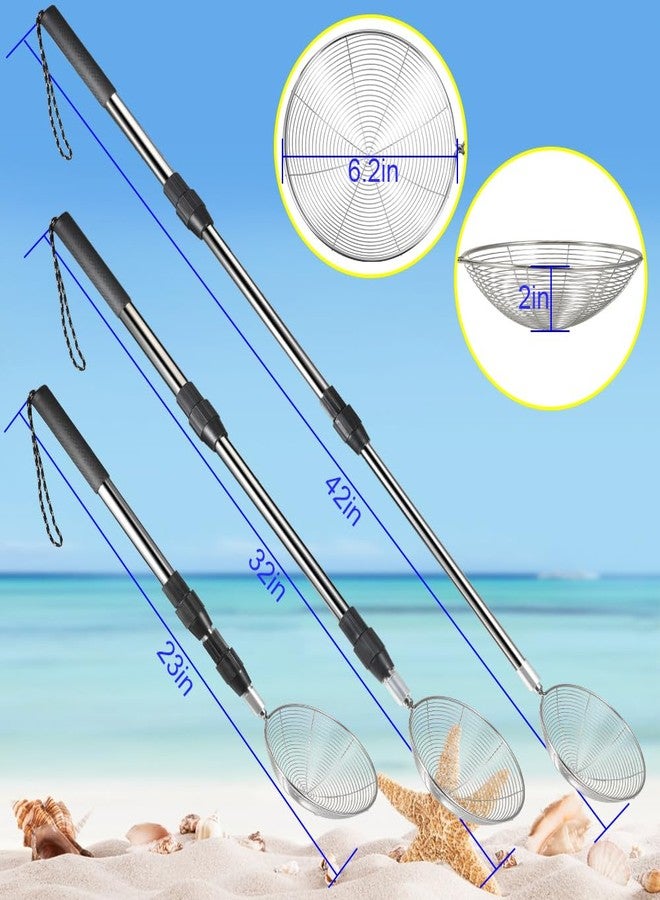 PAMISO Beach Sand Sifter, 2 Beach Sifting Sand Telescoping Pole Sets with Scoops, Baskets, Mesh Bag, for Picking Up Shells Shovels Shark Teeth - Image 2