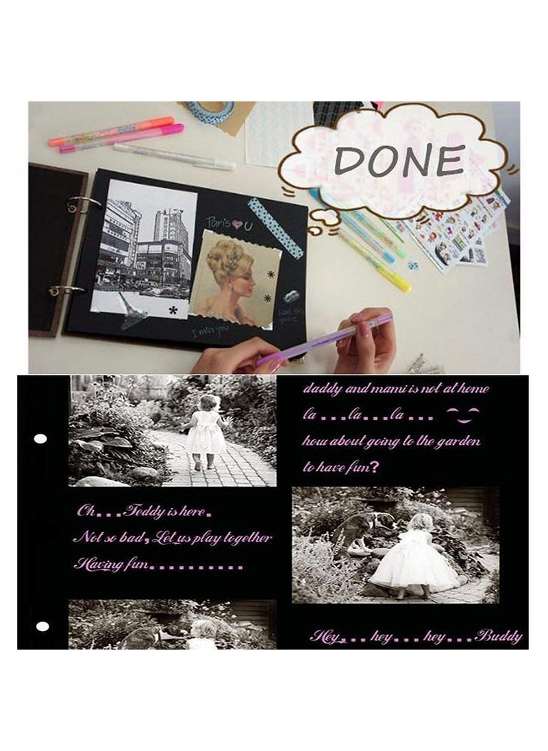 Webelkart Webelkart Wooden DIY Scrapbook Memory Book, Photo Album (26 x 16 x 4 cm, 30 Black Sheets)  - Image 2