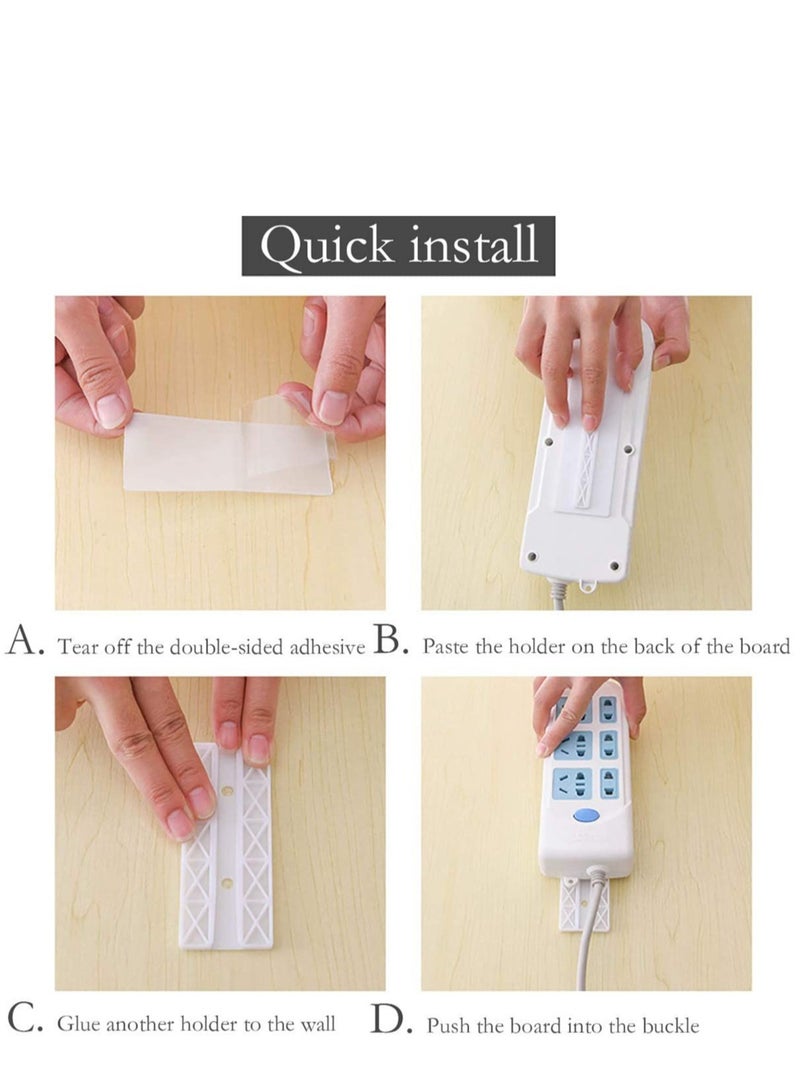 KASTWAVE 2 Pack Power Strip Holder, Surge Protector Fixator, Wall Mount Cable Management System, Self Adhesive Punch Free for Remote Control Router Computer Kitchen Home and Office - Image 2