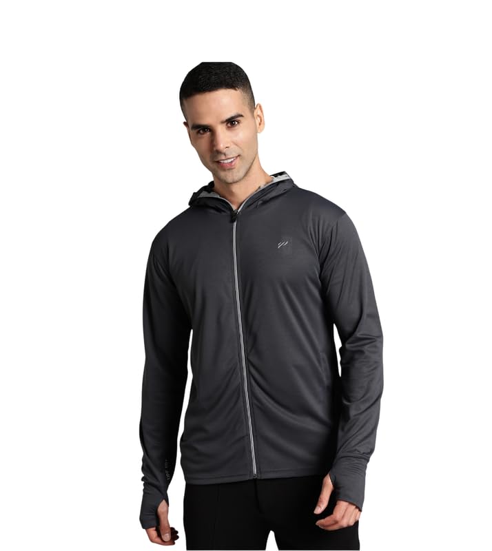 BLUE TYGA Men Sunscreen Standard Length Nylon Blend Jacket 2.0 - Advanced Protection from Sun & Pollution - Charcoal Grey 2XL - Image 1