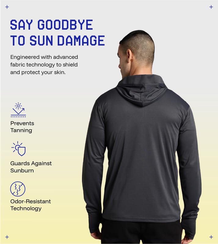 BLUE TYGA Men Sunscreen Standard Length Nylon Blend Jacket 2.0 - Advanced Protection from Sun & Pollution - Charcoal Grey 2XL - Image 4