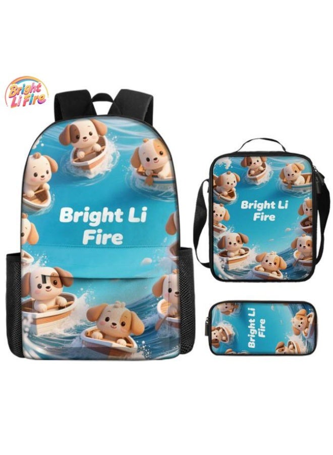 واضح من النار حقيبة كرتونية من ثلاث قطع، يسهل التعامل معها في مناسبات مختلفة (متوفرة للطلاب والأطفال والأصدقاء في النزهايات وتسلق الجبال والتعليم المدرسي وما إلى ذلك) | الكتفين + حقائب اليد + حقائب القرطاسية | موسم العودة إلى المدرسة / هدايا المهرجان - 97 - Image 1