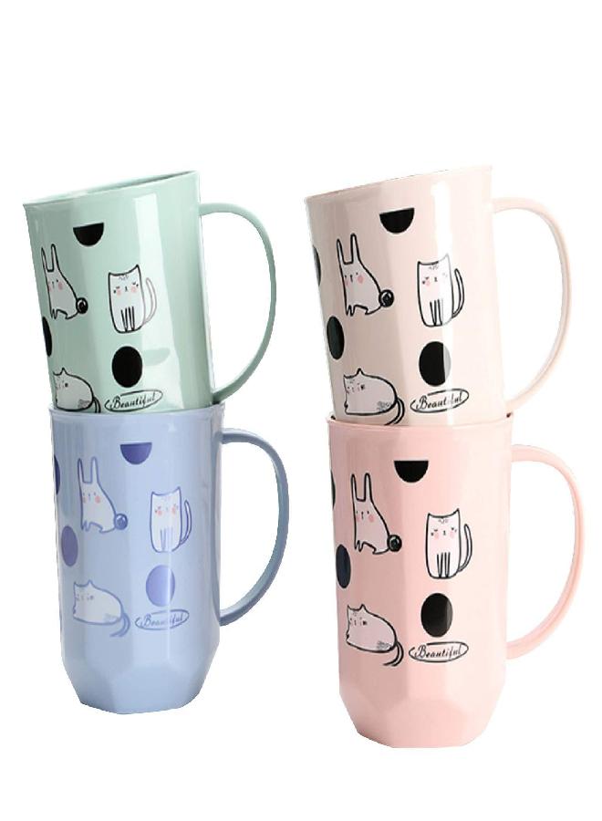 CheeseandU 4Pack Tooth Brush Cups Unbreakable Bathroom Tumbler Cute Cartoon Cats Pattern 17.5oz Bathroom Cup BPA Free Multicolor Drinking Cups Toothbrush Mugs for Toddlers Kids Couples Friends Gift - Image 1