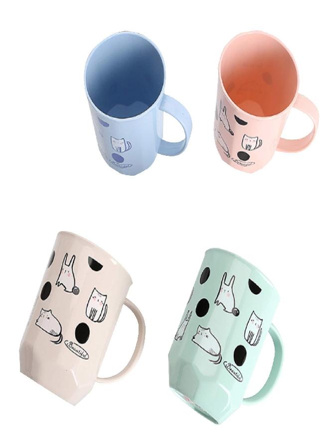 CheeseandU 4Pack Tooth Brush Cups Unbreakable Bathroom Tumbler Cute Cartoon Cats Pattern 17.5oz Bathroom Cup BPA Free Multicolor Drinking Cups Toothbrush Mugs for Toddlers Kids Couples Friends Gift - Image 2