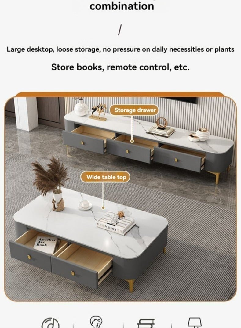 Generic Light Luxury Glass Tea Table Simple Small Family Living Room Modern Square Storage Tea Table Soft Bag TV Cabinet Combination  - Image 5