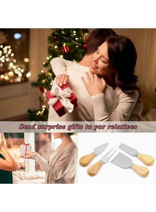 طقم أدوات تقطيع وتقديم الجبن – 4 قطع متنوعة بمقابض خشبية للمطبخ والحفلات وتقديم الأجبان - Image 4