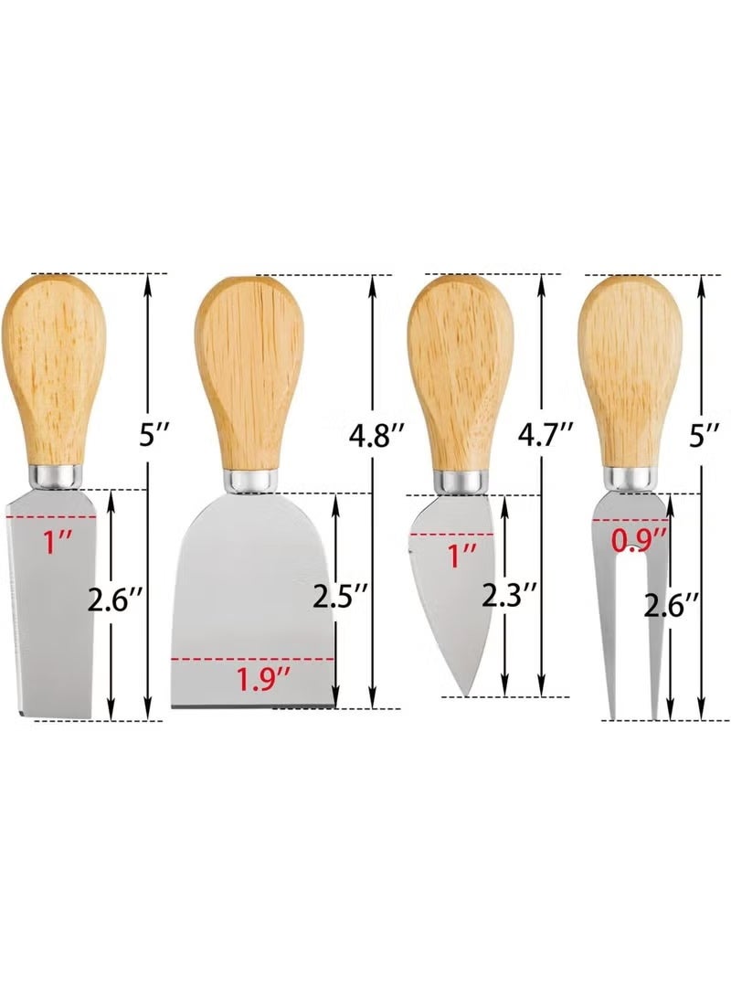طقم أدوات تقطيع وتقديم الجبن – 4 قطع متنوعة بمقابض خشبية للمطبخ والحفلات وتقديم الأجبان - Image 2