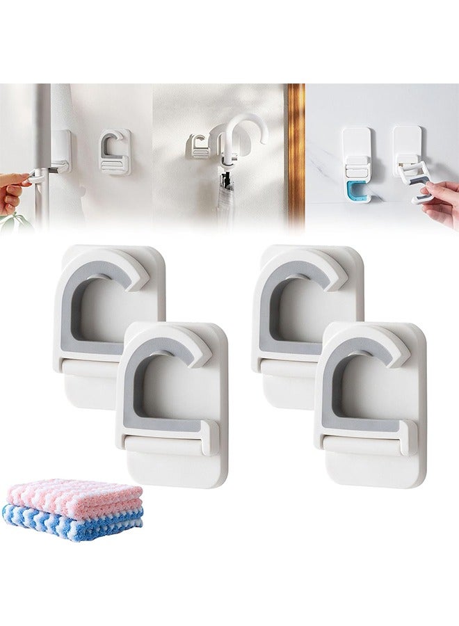 4PCS Mop and Broom Wall Holder Peel and Stick,Mop and Broom Holder Wall Mount, Self Adhesive No Drilling Holder for Home - Image 1