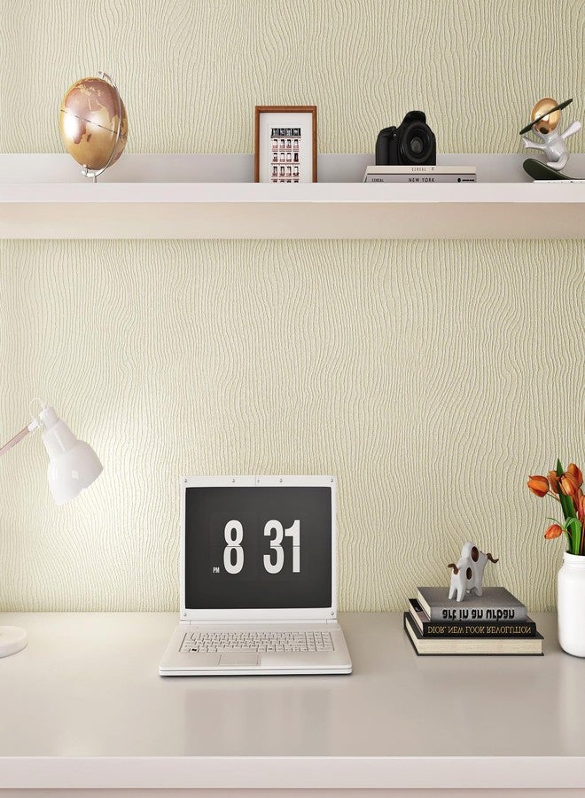 FunStick Thick Beige Fabric Wallpaper Peel and Stick Textured Cream for Bedroom Bathroom Paintable Removable Contact Paper for Cabinets Walls Waterproof 15.8"x80" - Image 5