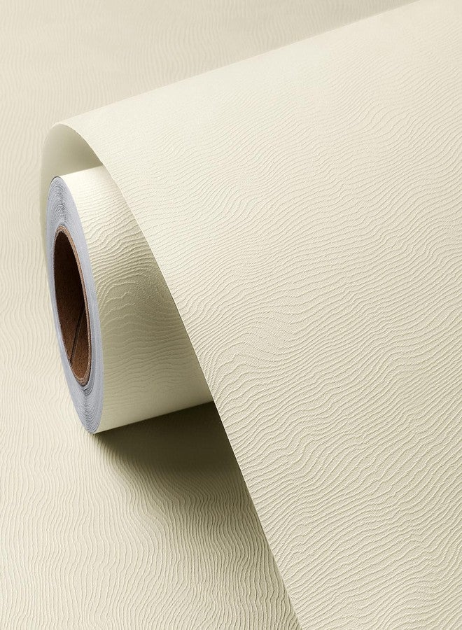 FunStick Thick Beige Fabric Wallpaper Peel and Stick Textured Cream for Bedroom Bathroom Paintable Removable Contact Paper for Cabinets Walls Waterproof 15.8"x80" - Image 1