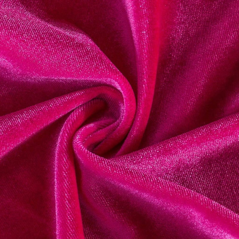 klarako Stretch Velvet Dining Room Seat Cover Slipcovers Wedding Party Decor, Hot Pink - Image 2
