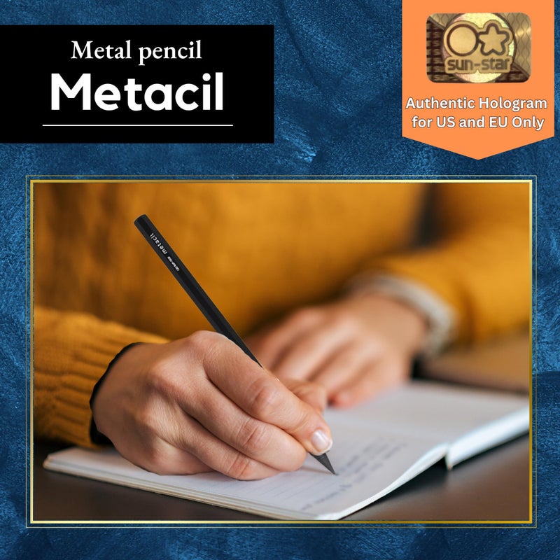 SUNSTAR SUN-STAR Stylish Metal Pencil Metacil Pencils for Artist Drawing, Sketching, Non-Sharpening, Black, Pencil Lead Color: Black 2H #4 (with Authentic Hologram Sticker United States Only) - Image 2