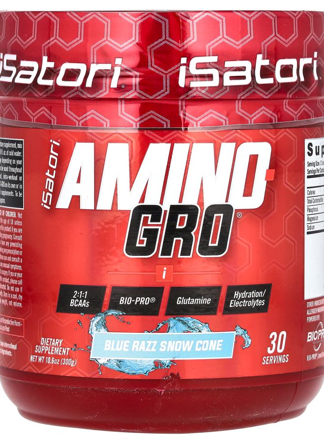 iSatori Amino-Gro Blue Razz Snow Cone  10.6 oz (300 g) - Image 1