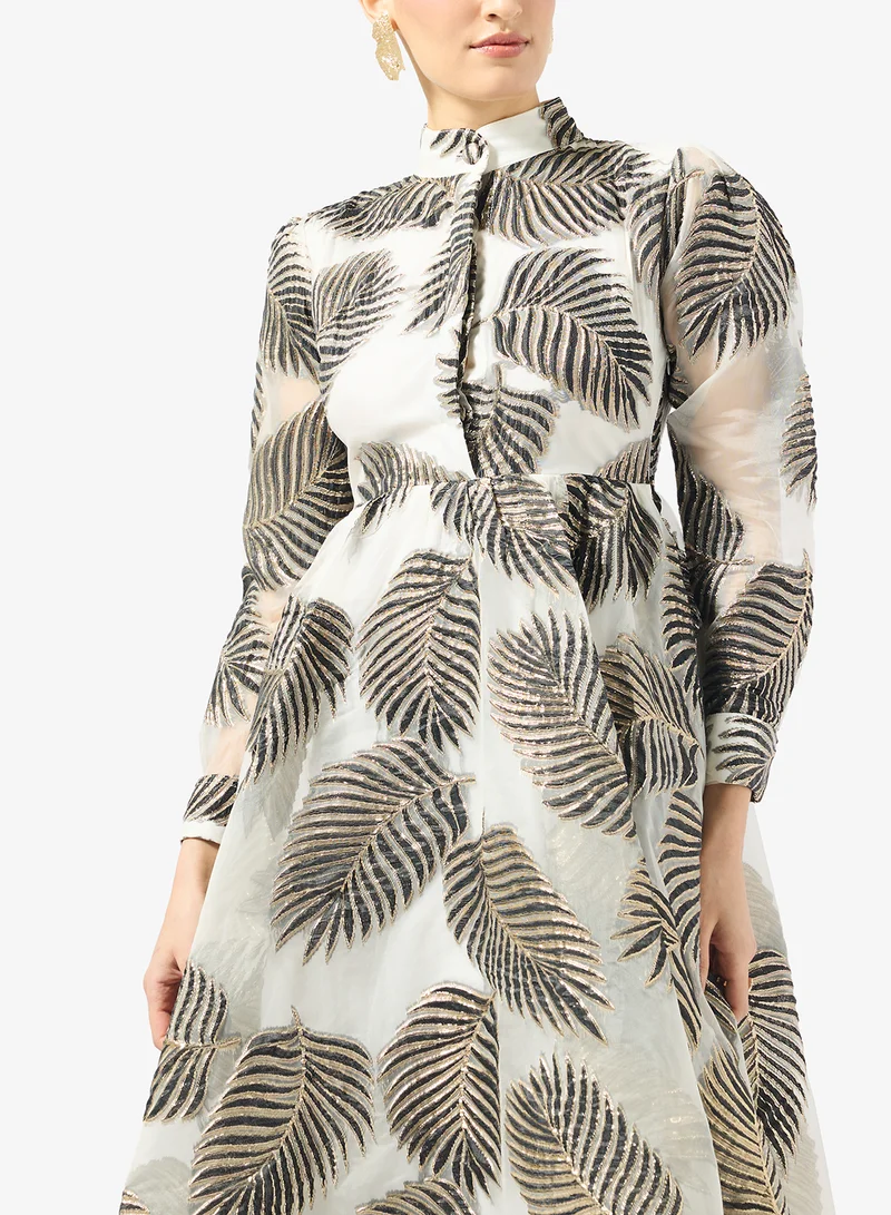 Golden Apple  Organza With Leaf Design Dress for Women | Best Price UAE