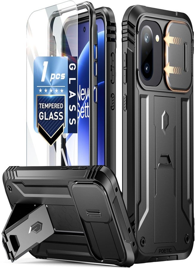 Poetic Revolution Case for OnePlus 15R 5G, [Slide Camera Cover], [20FT Mil-Grade Drop Tested], Full-Body Military Grade Rugged Dual-Layer Shockproof Cover with Kickstand, Black - Image 1