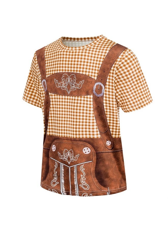 GRAJTCIN Men's Bavarian Oktoberfest Costume Short Sleeve T-Shirt (XX-Large,Brown) - Image 2
