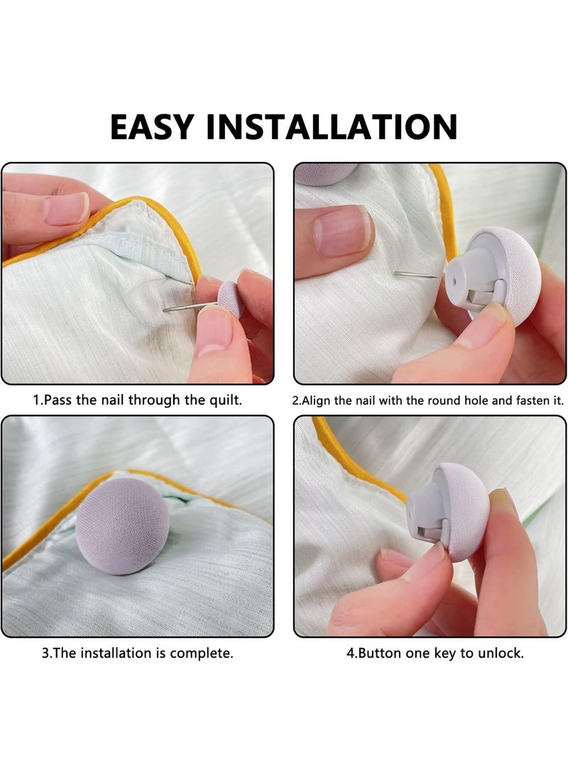 16 Pcs Quilt Fixing Clips Duvet Clips Bedding Holder Pins Fasteners Mushroom Round Fixing Clips for Thin Thick Quilts Blanket Sheet Bed Skirt Cushion Curtain - Image 2