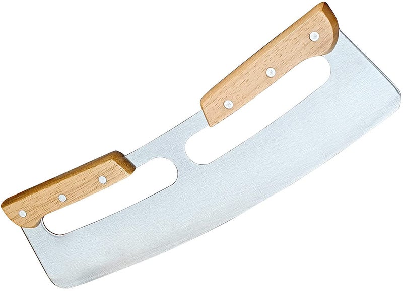 NILKANTH Pizza Cutter Rocker with Wooden Handles Protective Big Pizza Knife Cutters for Kitchen Tool 14inch - Image 1