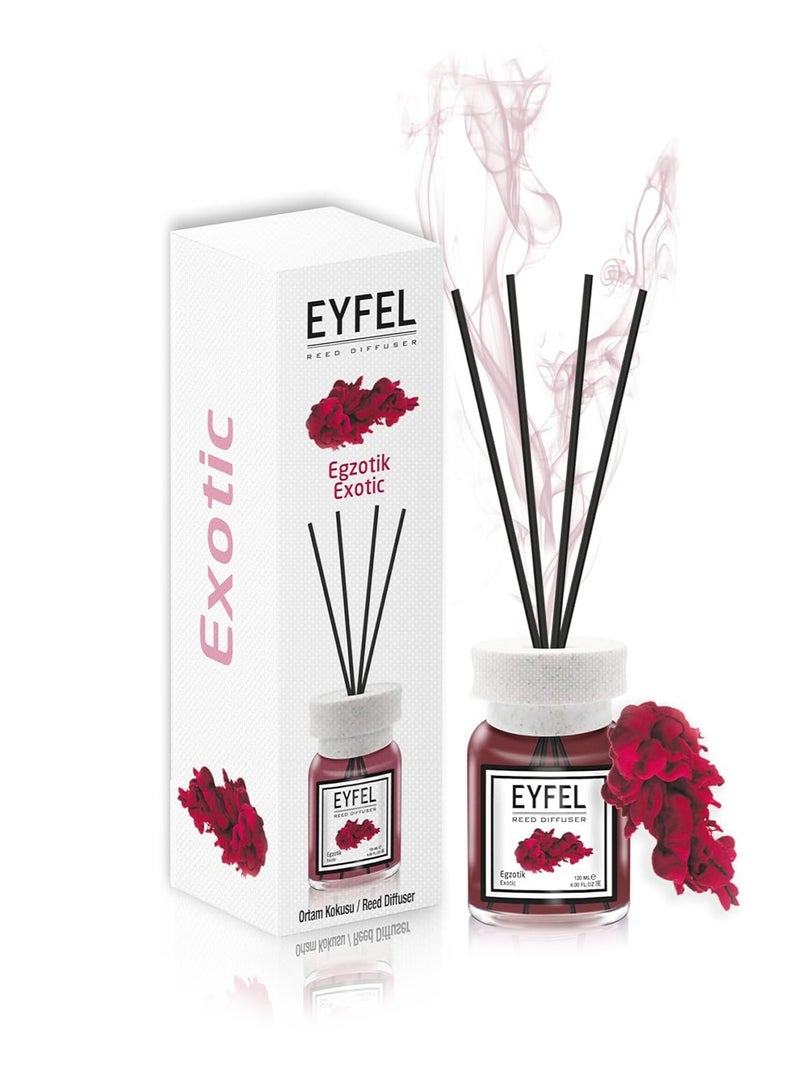 آيفيل موزع عطور أنيق (إكزوتيك) 120 مل | عطر يدوم طويلاً للمنزل والمكتب برائحة منعشة ودافئة مع 4 أعواد من الخيزران | عطر منزلي فاخر - Image 5