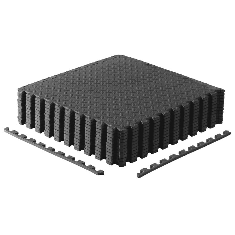 CAP Barbell 1/2-Inch Interlocking EVA Foam Exercise Puzzle Mat Home Gym Flooring - 2 Pack | 24" x 24" x 1/2" | Diamond Pattern - Black - Image 1