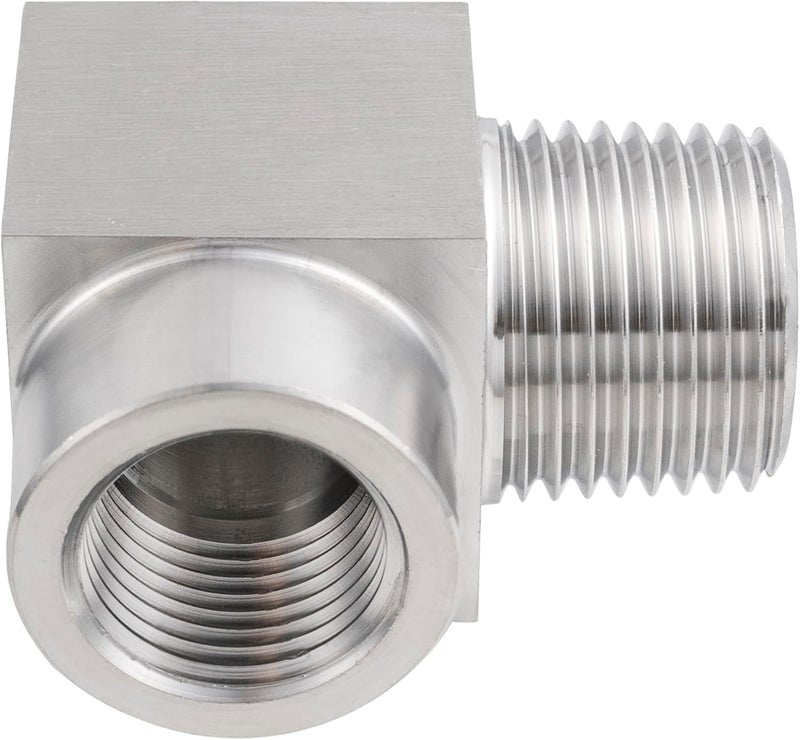 Yoebor Stainless Steel 90 Degree Barstock Street Elbow 1/4" NPT Male to 1/4" NPT Female 90-Degree Pipe Fitting 1pc - Image 3