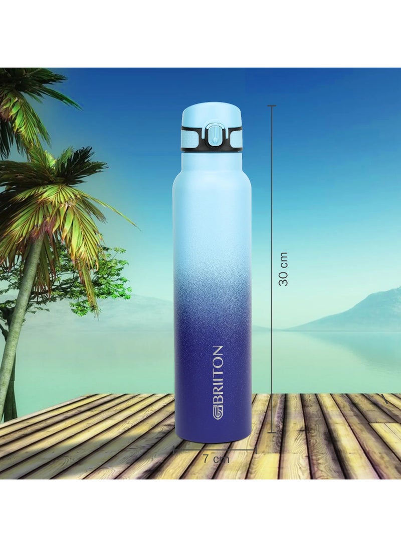 Briiton Vibe 1000ml-34Oz Stainless Steel Water Bottle Dual Tone Blue |18/8 Food Grade Thermo Vacuum Insulated Flask | 24hrs Hydro Hot & Cold | SS304 Aqua Sports Bottle | For Kids,Gym,Travel  - Image 5