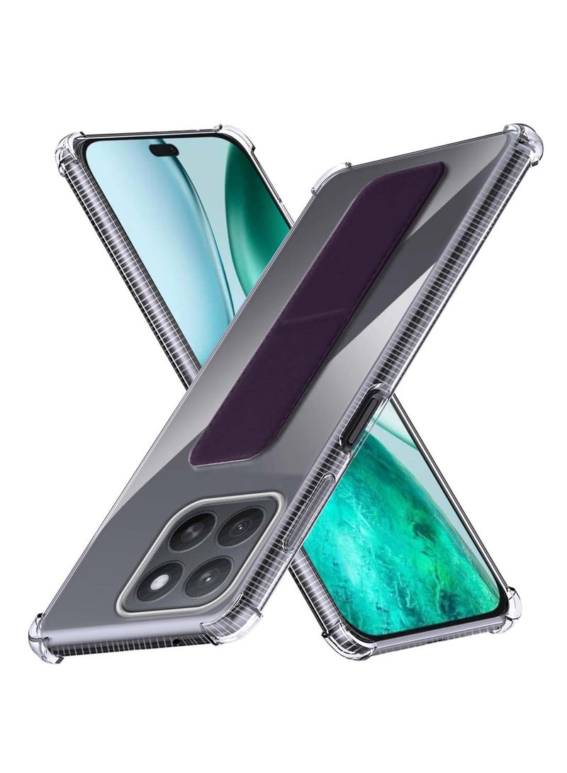 Wtech Honor X8c 4G 2025 TPU Hand Grip Air Pillow Case Cover - Clear/Eggplant Purple - Image 1