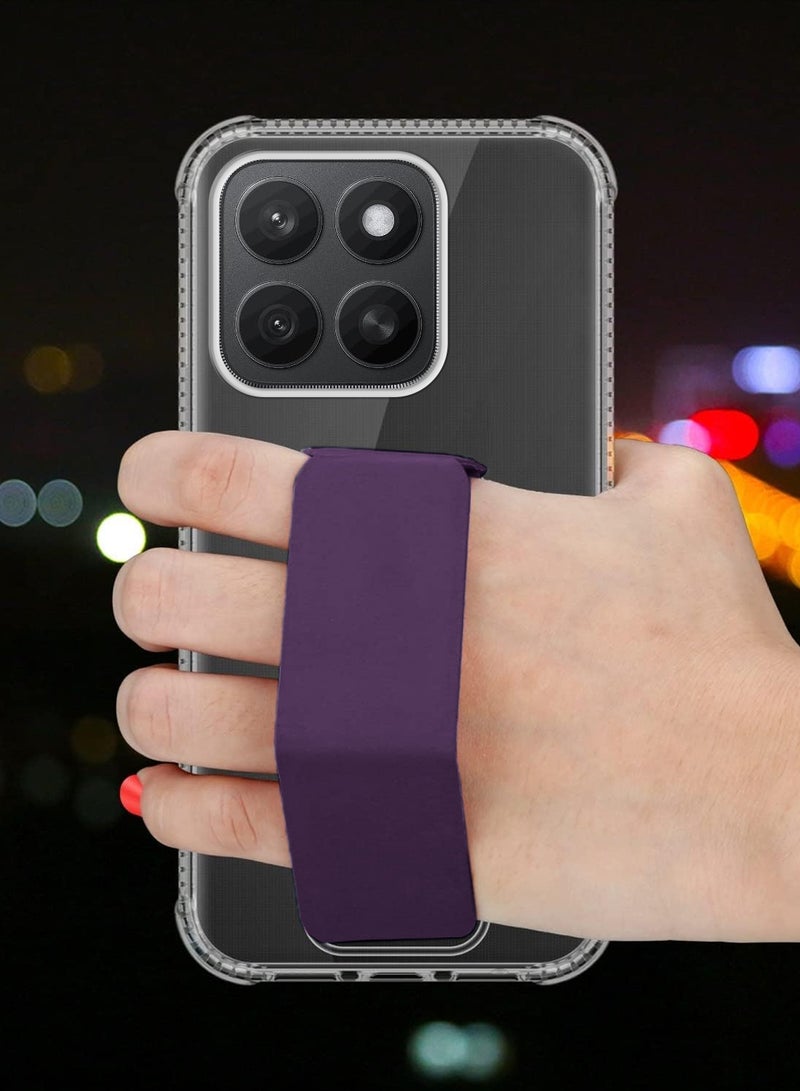 Wtech Honor X8c 4G 2025 TPU Hand Grip Air Pillow Case Cover - Clear/Eggplant Purple - Image 3