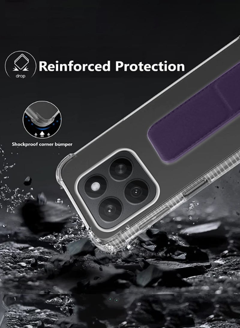 Wtech Honor X8c 4G 2025 TPU Hand Grip Air Pillow Case Cover - Clear/Eggplant Purple - Image 4