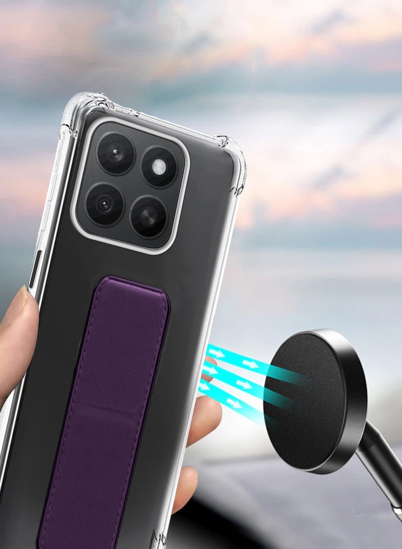 Wtech Honor X8c 4G 2025 TPU Hand Grip Air Pillow Case Cover - Clear/Eggplant Purple - Image 5