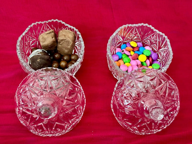 KRIVAL Clear Crystal Candy Jar with Lid Glass Candy Dishes Sugar Bowl Chocolate Cookie Jar Food Containers Decorative Candy Jar with Dish for Kitchen and Living Room - Image 5