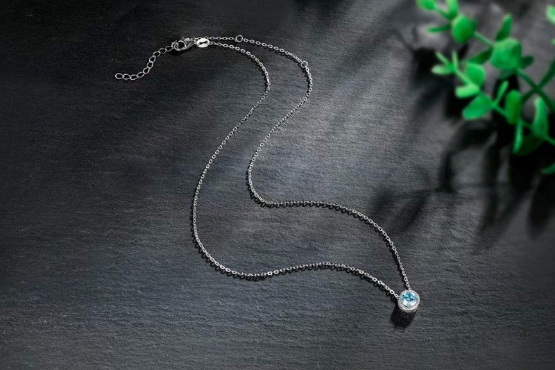 Presentski March Birthstone Necklace for Mom Aquamarine Necklace for Women Grandmother Necklace - Image 3