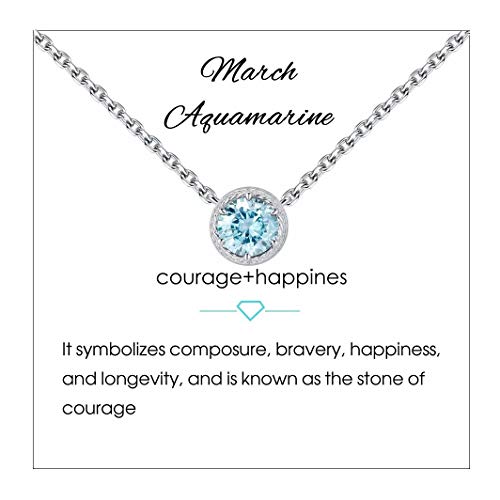 Presentski March Birthstone Necklace for Mom Aquamarine Necklace for Women Grandmother Necklace - Image 1