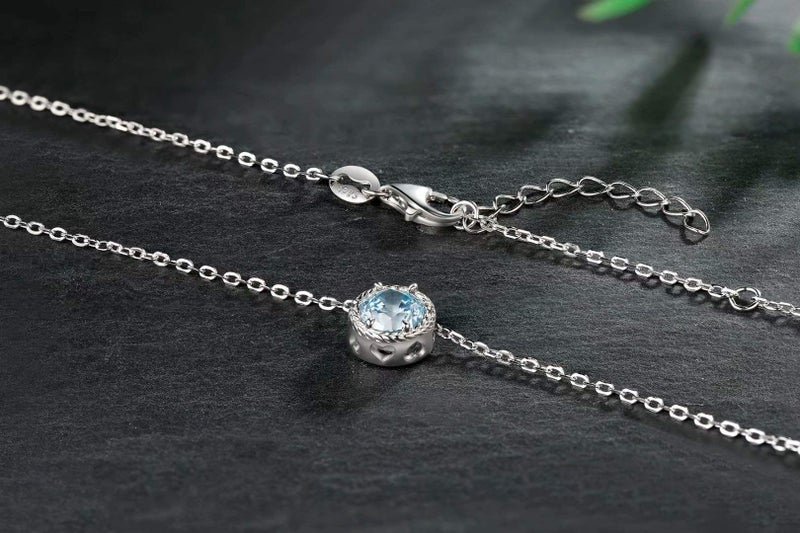Presentski March Birthstone Necklace for Mom Aquamarine Necklace for Women Grandmother Necklace - Image 4