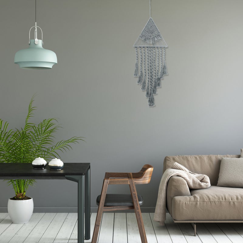 Macrame Woven Wall Hanging Pendant Triangle Tassel Geometric Decor Boho Backdrop - Image 4